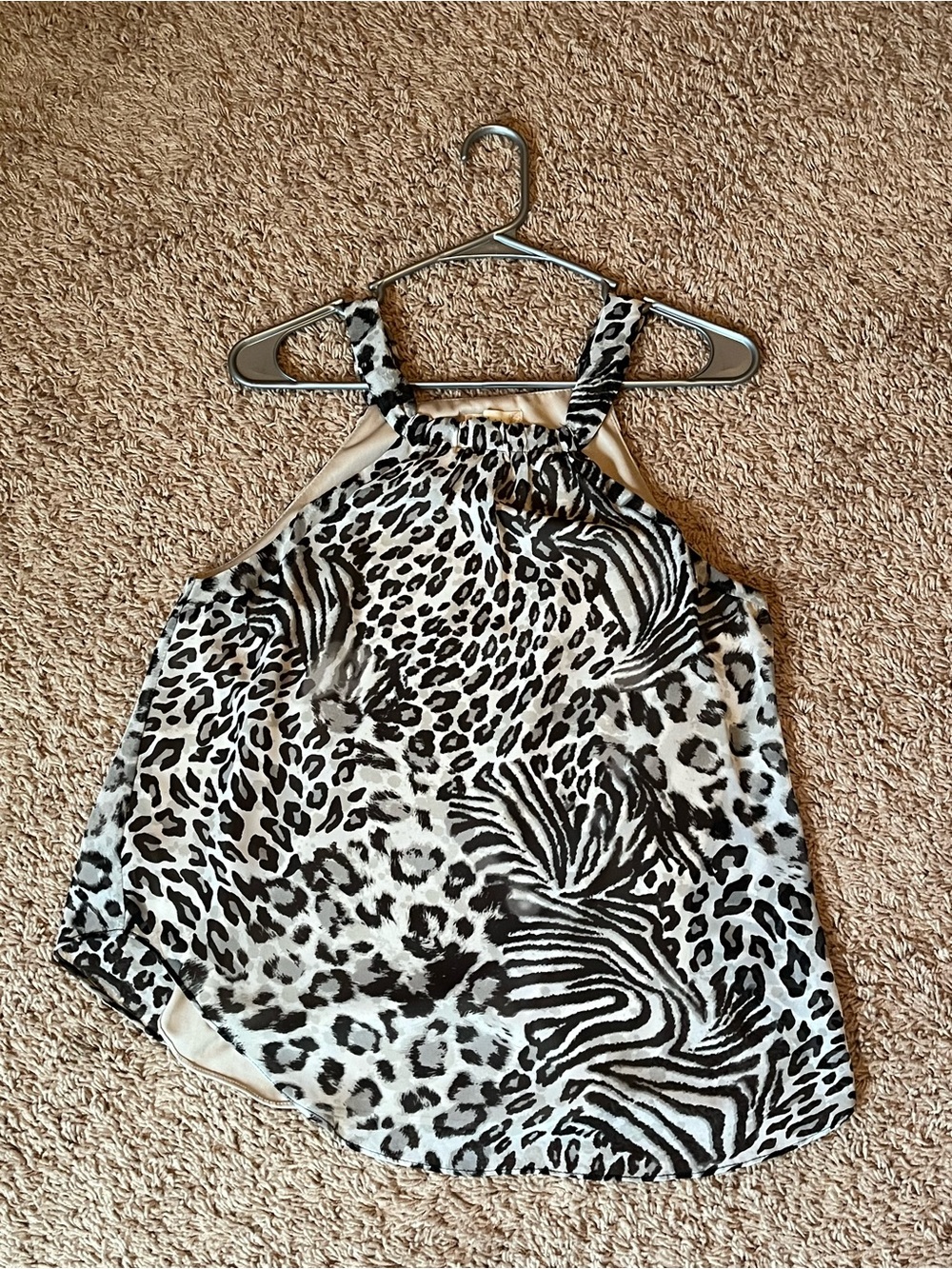 Altar'd State Black and White Animal Print Halter Tank